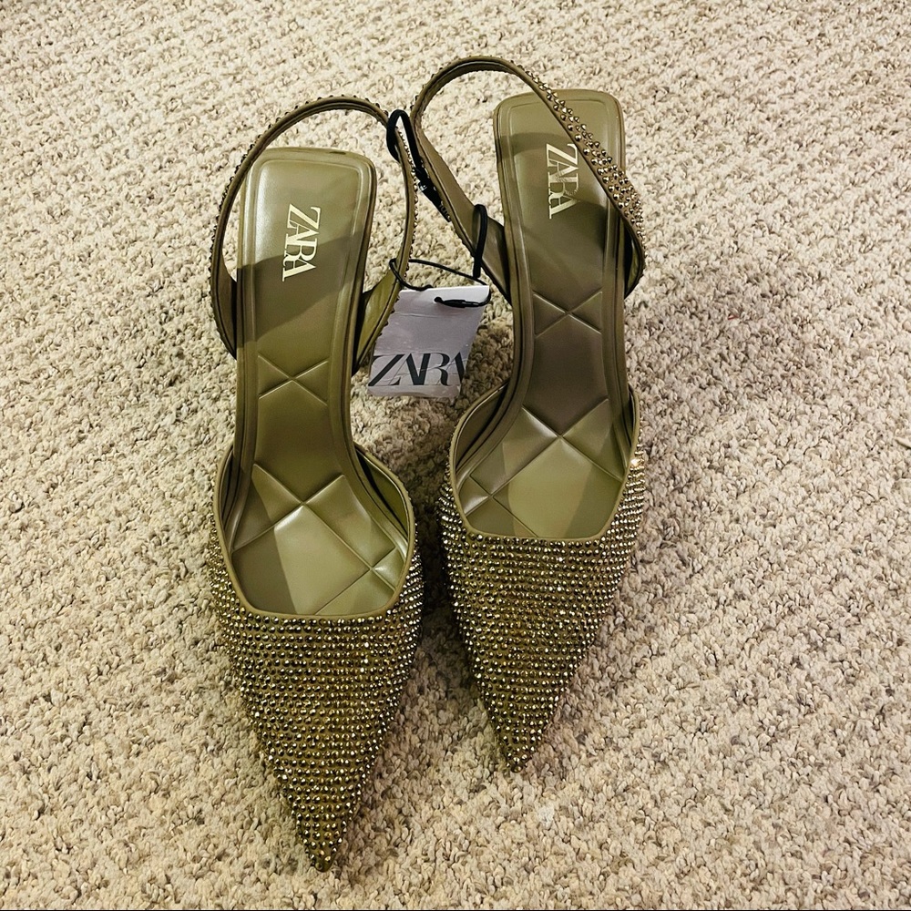 Zara rhinestone slingback heels